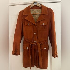 Women’s pumpkin brown real suede 60s/70s vintage jacket coat